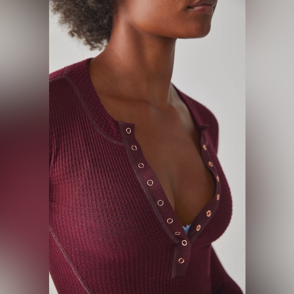 🌟FREE PEOPLE One Of The Girls Henley-Acai color - Picture 8 of 14